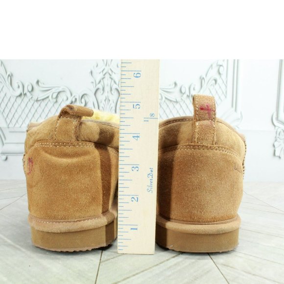 LL Bean Brown Suede Wicked Good Shearling Lined Slipper Ankle Boots Size 8 M - Picture 5 of 10